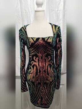 NWT Steps New York Multicolor Sequin Bodycon Mini Dress S